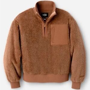 UGG Brown Cozy Sweater with High Collar and Soft Texture